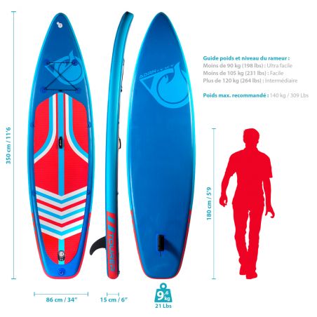 Pack Stand Up Paddle Gonflable Tourer 11'6