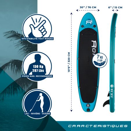 Pack Stand Up Paddle gonflable ROHE PACIFIC 10'6" 30" 6 "