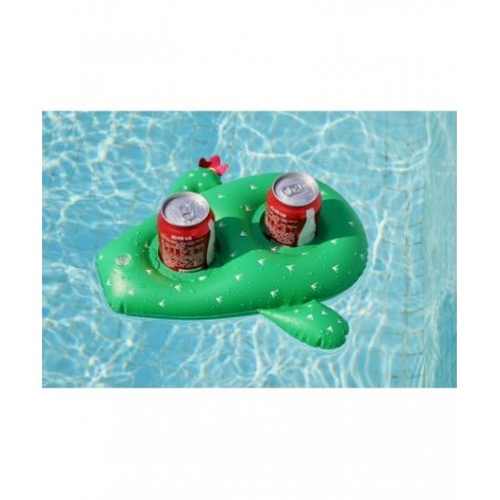 Porte Boisson Gonfable pour Piscine ou Plage, Flotteur, Accessoire d'Eau, Capacité 2 boissons - Cactus 34x33cm