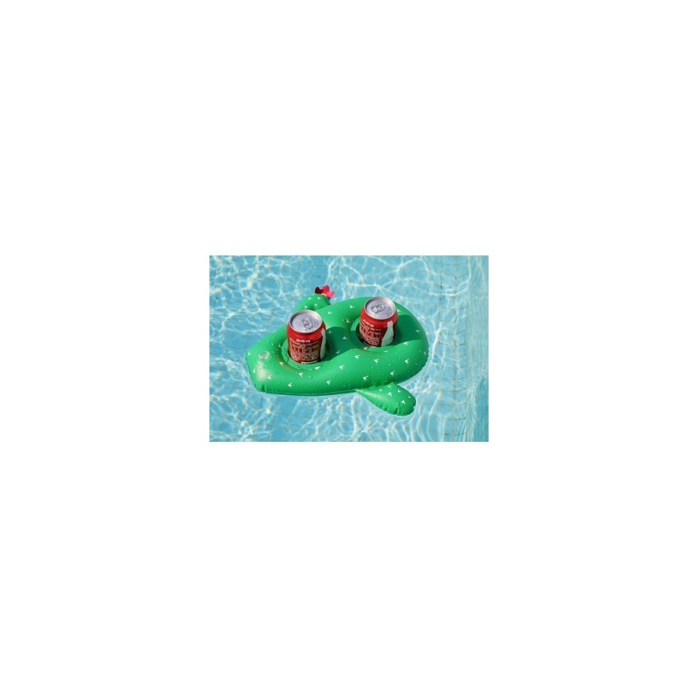 Porte Boisson Gonfable pour Piscine ou Plage, Flotteur, Accessoire d'Eau, Capacité 2 boissons - Cactus 34x33cm