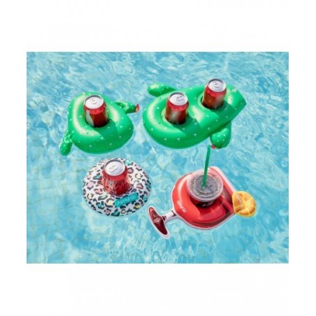 Porte Boisson Gonfable pour Piscine ou Plage, Flotteur, Accessoire d'Eau - Cactus 28x23cm