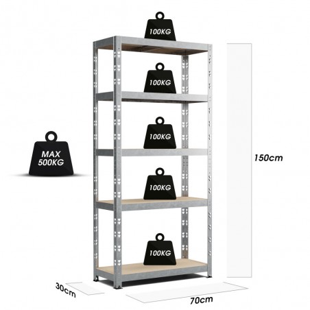 Etagère Charges Lourdes -150x70x30cm Gris