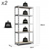 Lot de 2 Etagères Charges Lourdes -150x70x30cm Gris Lot de 2 Etagères Charges Lourdes -150x70x30cm Gris